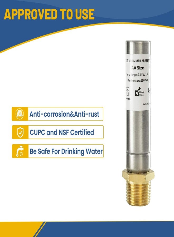 GUOFIS Water Hammer Arrestor,1/2Inch Straight Stainless Steel Water Arrestor,MIP Connection(4PACK,Stainless Steel Arrestor)(HAMMER006-4Pack) - Image 4